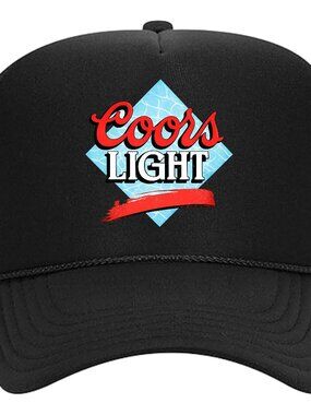 Coors Light Beer Mens Trucker Hat Black Snapback 80s Retro Logo IPA Brewery Cap